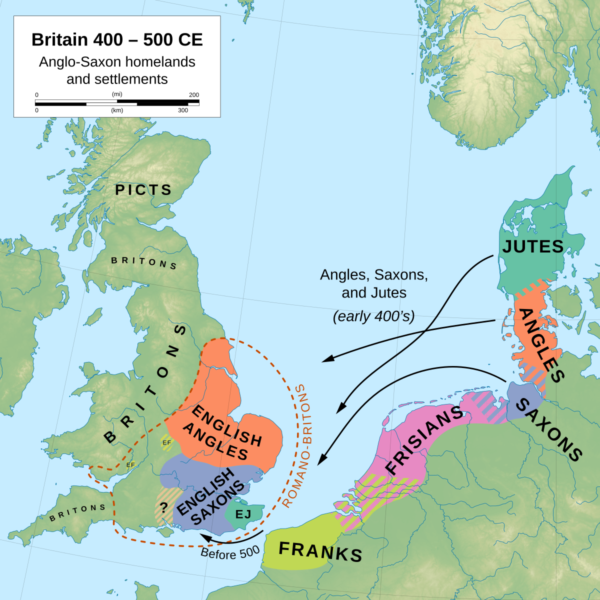 Map of Angles', Saxons', and Franks' settlements - Wikipedia